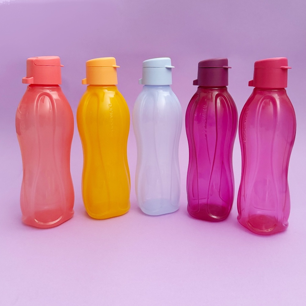 Tupperware ECO+ Small Bottles (Set of 5) - Salmon, Orange, Lt Blue, Pink, Purple